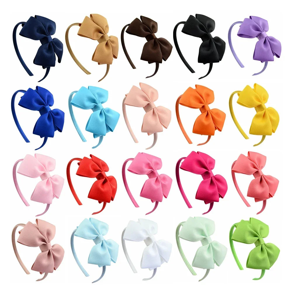 1 Piece Ribbon Handmade Hair Bows Hairbands for Baby Girls 20 Colors