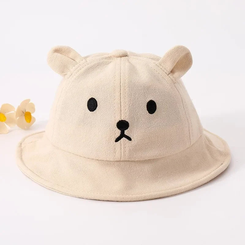 Cute Bear Baby Bucket Hat With Ears Boy Girl Cotton Kids Sun Hat