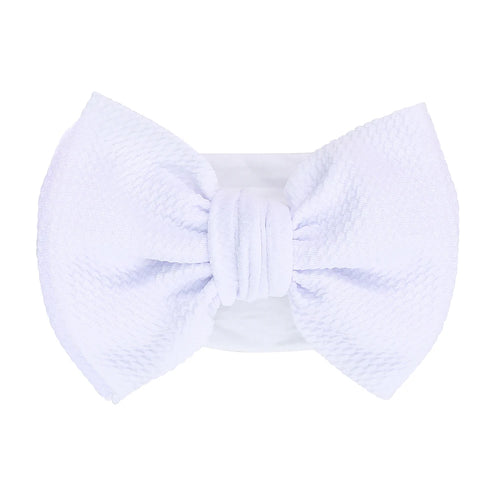 Solid Big Bow Topknot Headband for Baby Girls Elastic Nylon Hair Bands