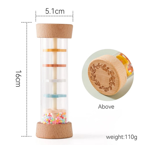 Montessori Baby Rain Stick Rainbow Hourglass Rain Music Rattle Baby