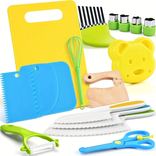 17pcs Montessori Kitchen Tools Cooking Set - Real Cooking Experience