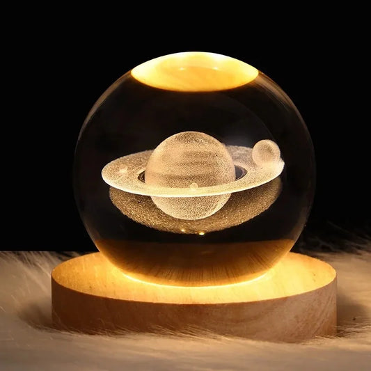 Kids LED Crystal Ball Toys Table Lamp 3D Moon Planet Galaxy Decor