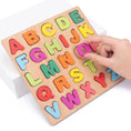 Load image into Gallery viewer, Colorful Alphabet Number Wooden Puzzles Kids Intelligent Matching Game
