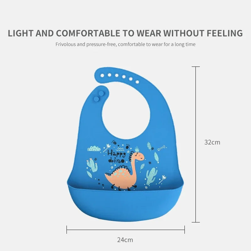 1pcs Waterproof Baby Bibs Cartoon Dinosaur Printed Kids Bibs