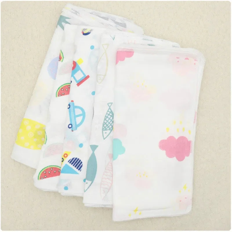 5PCS Baby Feeding Towel Teddy Bear Bunny Dot Chart Printed Children