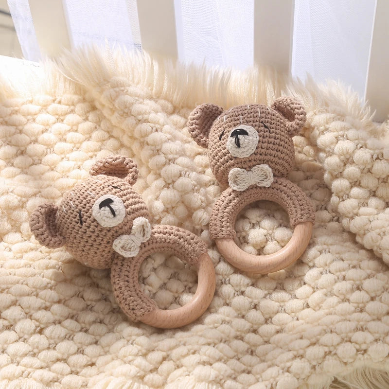 Baby Toys Crochet Animal Rattle Cartoon Music Rattle Toys for Baby