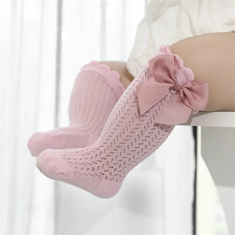 lawadka 0-24M Baby Girl Socks Toddler Big Bow Cotton Summer Mesh