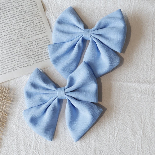 2Pcs/lot Solid Color Hair Bows Boutique With Clips For Girls Hairgrips