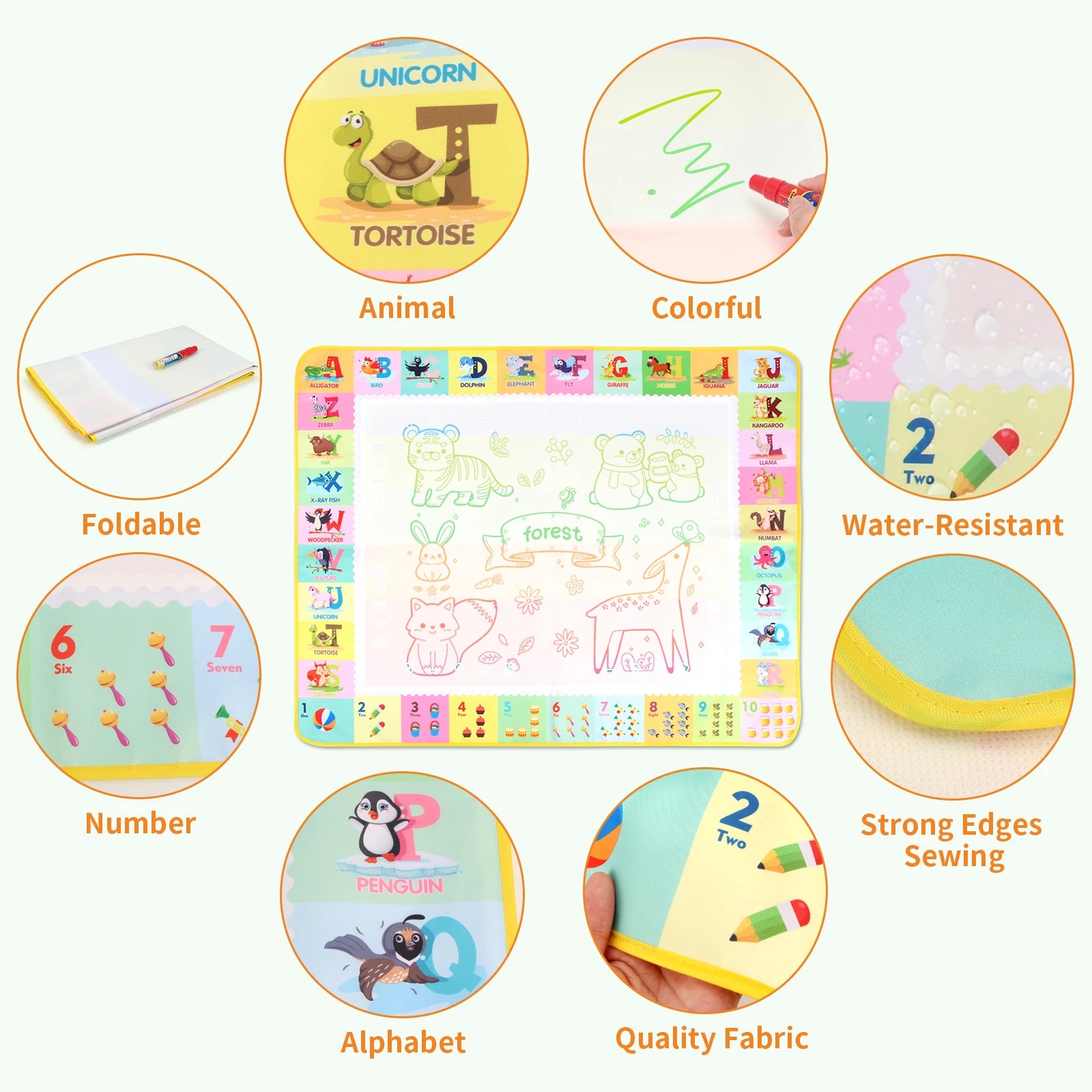 100x80CM Magic Water Drawing Mat Coloring Doodle With Reusable Magic