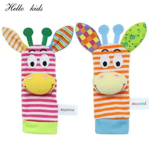 Cartoon Plush Socks Wrist Strap Rattles Baby Toys 0-12 Months Newborn