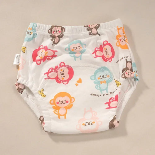 B Caton Cartoon Print Reusable Baby Diaper 6-layer Waterproof Cotton