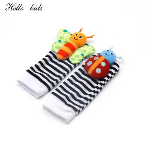 Cartoon Plush Socks Wrist Strap Rattles Baby Toys 0-12 Months Newborn