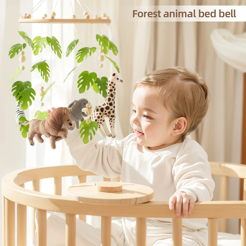 Baby Crib Mobile Rattle Toy For 0-12 Months Cartoon Felt Forest Animal