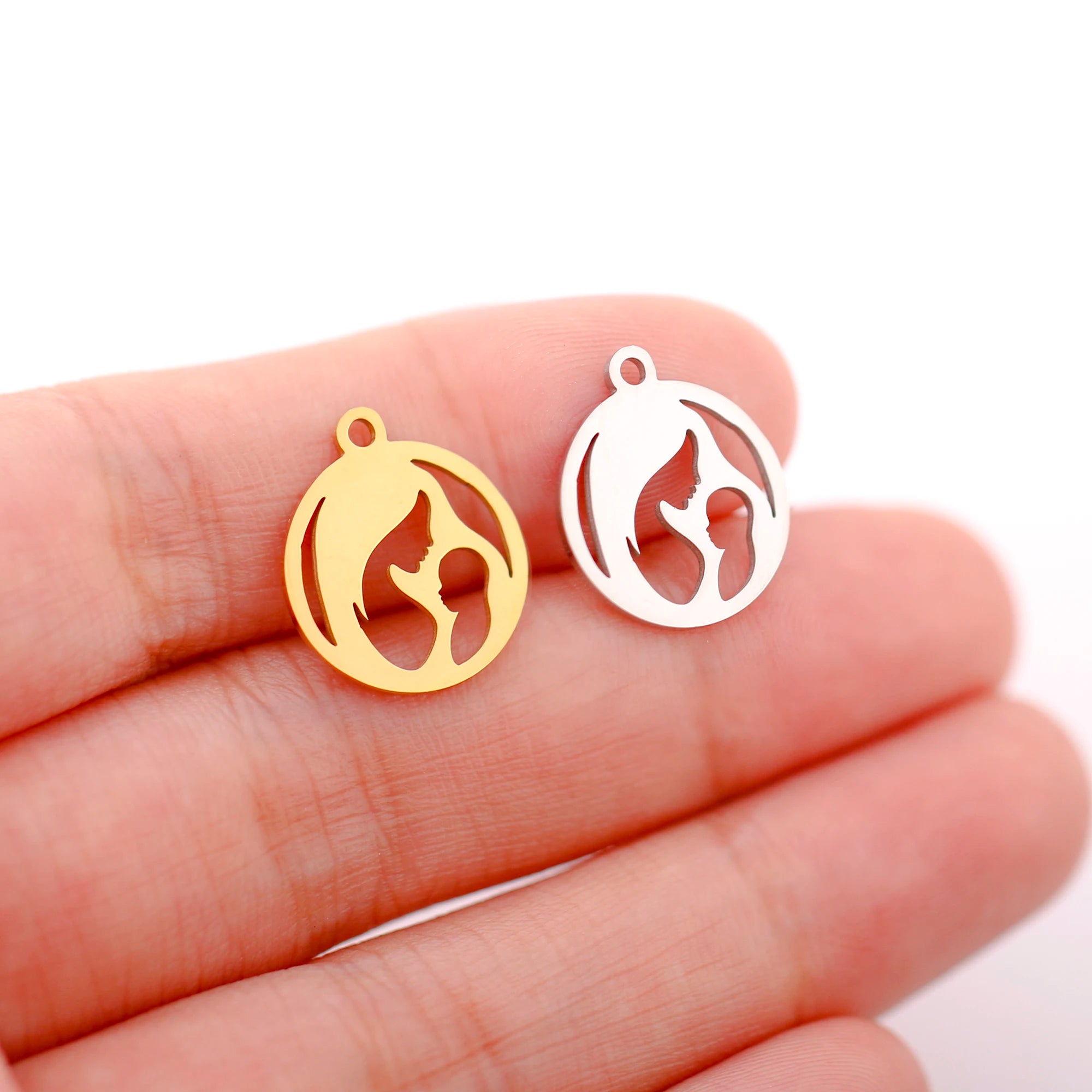 5pcs/Lot Stainless Steel Pendant Cute Baby Foot /Virgin Mary/Maternal