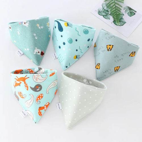 5pcs Baby Saliva Towel Triangle Scarf Pure Cotton Bandana Waterproof