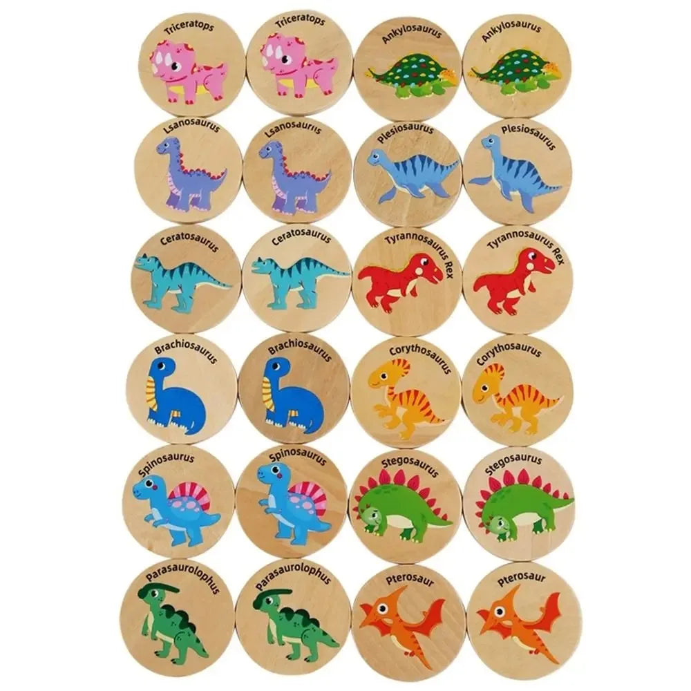 Children Wooden Toy Memory Find The Same Dinosaur Matching Jigsaw