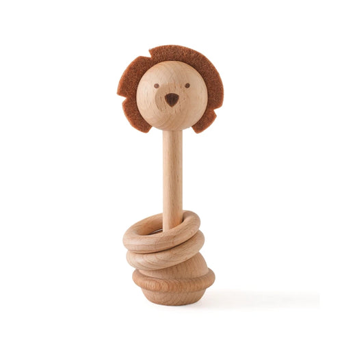 1pc Baby Rattles Toys Beech Wooden Animal Rattles Music Hand Bells