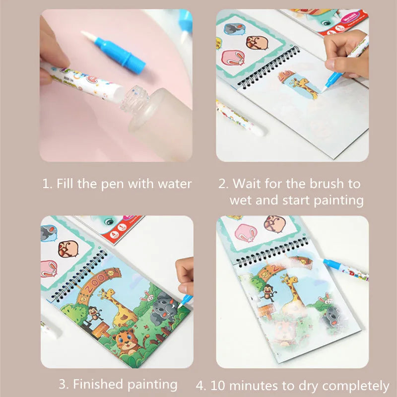 Magical Water Painting Book Toddler Early Education Toys Reusable