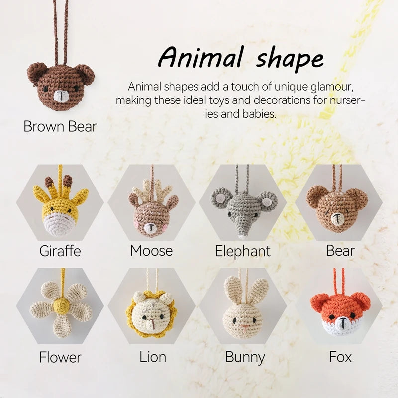 1pc Baby Animal Crochet Rattle 0 12 Months Baby Toys Mother Kids