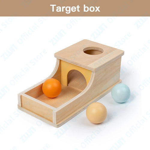 Montessori Infant Wooden Toys Target Box Rolling Drum Color Shape