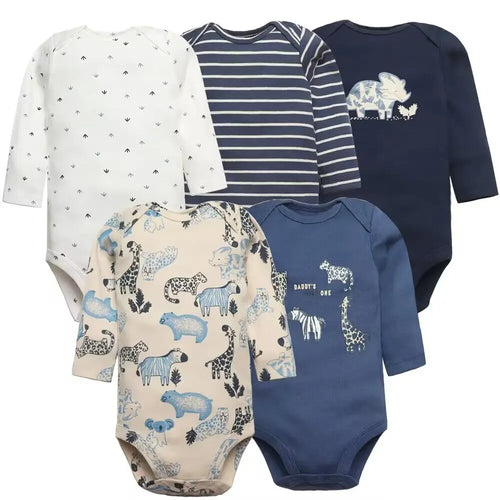 3-5 PCS/LOT Soft Cotton Baby Bodysuits Long Sleeve Newborn Baby