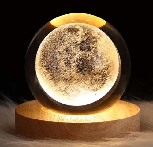 Kids LED Crystal Ball Toys Table Lamp 3D Moon Planet Galaxy Decor