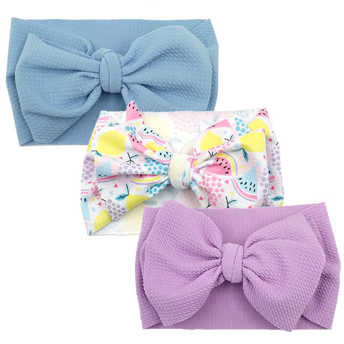 3Pcs/Lot Flower Bullet Baby Headband Cow Leopard Dot Print Headwraps