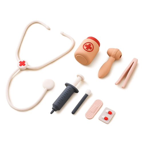 Children Doctor Toy Set Silicone Simulation Medical Box Montessori Toy