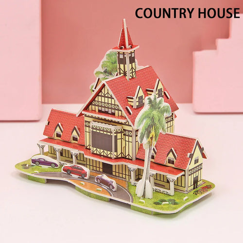 3D Paper Puzzle Montessori Miniature Houses Funny Carton Construction