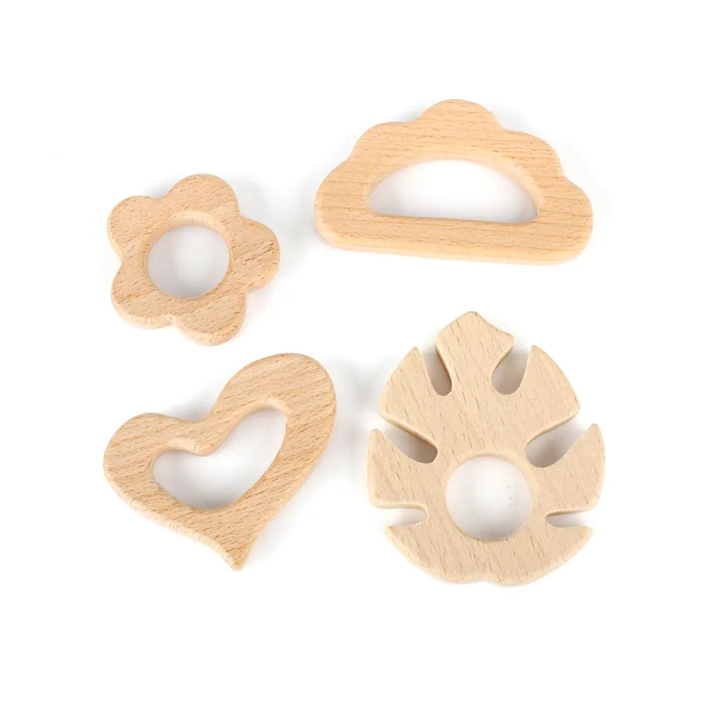 1pc Baby Teether Wooden Food Grade Cartoon Animals DIY Kids Teething