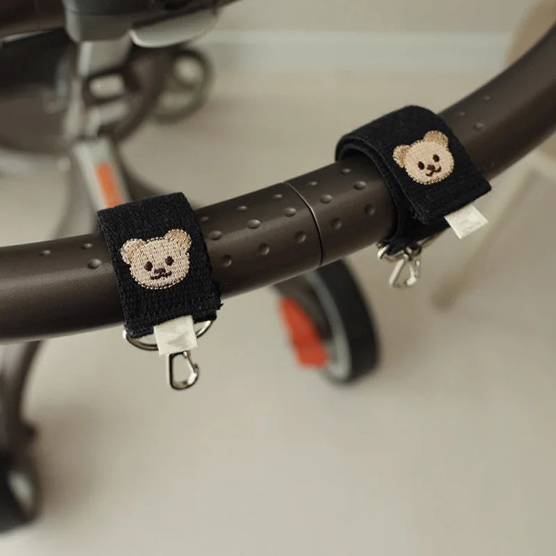 Embroidered Bear Cartoon Hook Durable Universal Pushchair Clip Baby