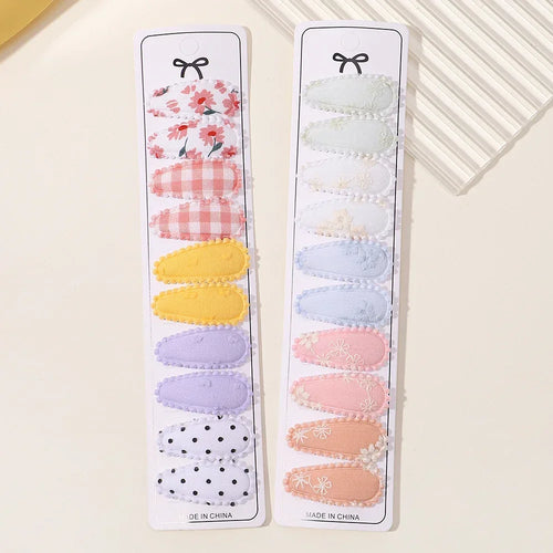 10/20Pcs Cotton Print Hair Clip Hairpin for Girl Fabric Plaid Mini BB