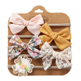 Load image into Gallery viewer, 5Pcs/Set Baby Bow Headband Lace Flower Print Nylon Cotton Hair Bands
