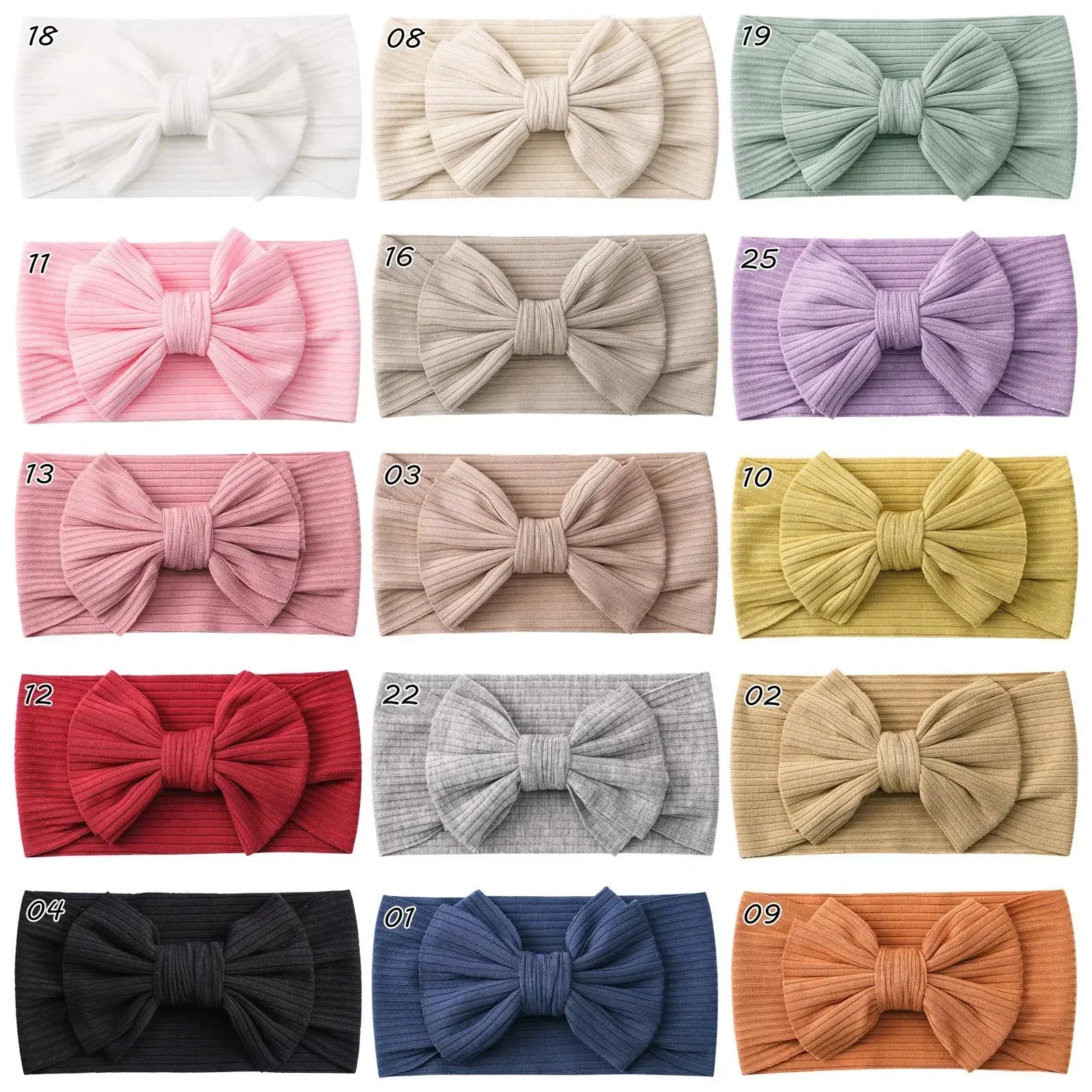 Candy Color Knit Baby Headbands Rib Bow Elastic Soft Newborn Headbands