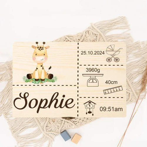 Personalised Safari Animal Baby Memory Box Custom Wooden Boxes Newborn