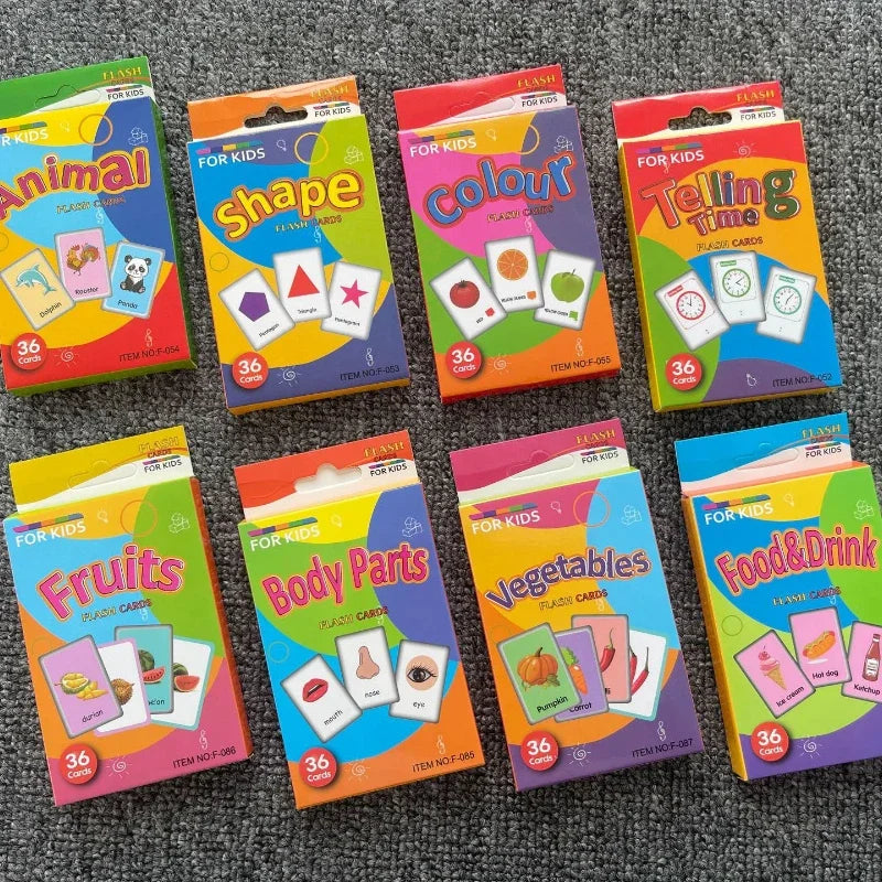 Flash Card Cognition Game Montessori Animal Fruits Body Learning