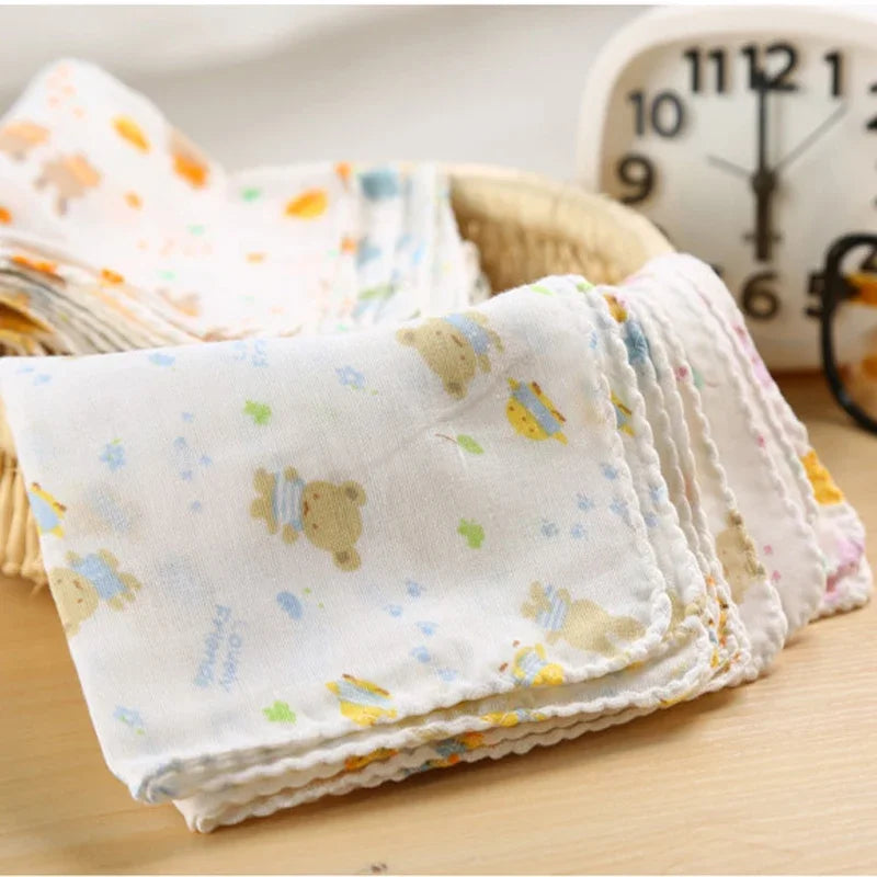 5PCS Baby Feeding Towel Teddy Bear Bunny Dot Chart Printed Children