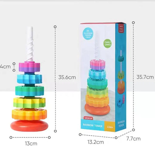 Spinning Wheel Toy Rainbow Tower Spin Tower Stacking Toys for Toddlers