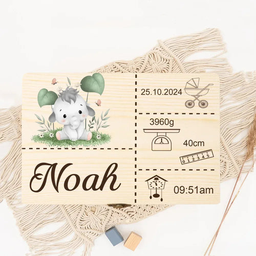 Personalised Safari Animal Baby Memory Box Custom Wooden Boxes Newborn