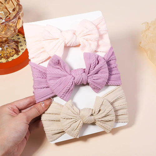 3Pcs/Set Girls Cable Knit Turban Baby Bows Headbands For Children