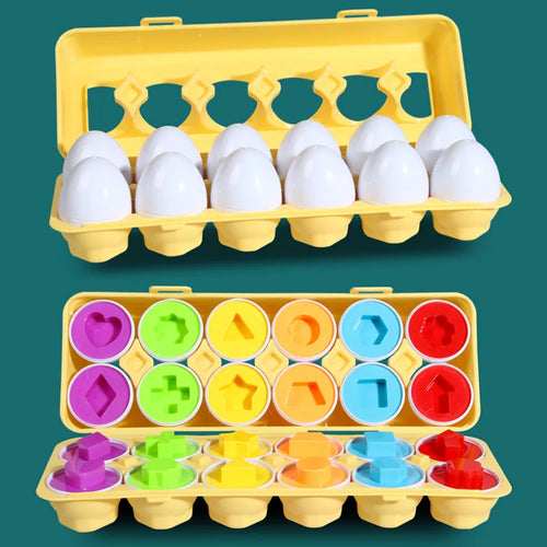 12 Matching Eggs Montessori Sensory Baby Toys Easter Eggs Chicken