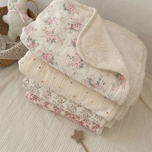 Fleece Winter Baby Blanket for Newborn Swaddle Bedding Velvet Muslin