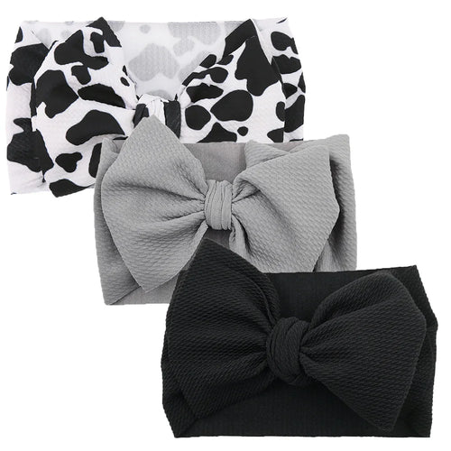 3Pcs/Lot Flower Bullet Baby Headband Cow Leopard Dot Print Headwraps