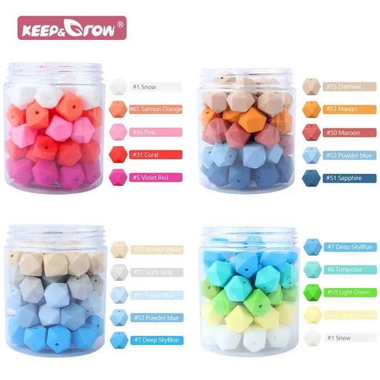 10pcs Hexagon Silicone Beads Pearl 14mm DIY Pacifier Clip Chain