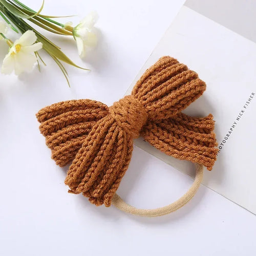 1PCS Cute Knitting Wool Bowknot Elastic Hairband Infant Solid Color