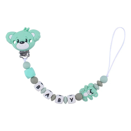 Baby Handmade Personalized Name Clips Cartoon Silicone Beads Pacifier