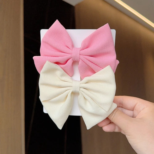 2Pcs/lot Solid Color Hair Bows Boutique With Clips For Girls Hairgrips