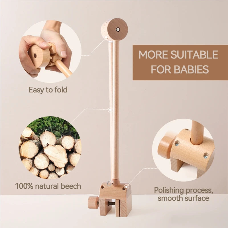 Baby Rattle Toy Bed Bell Bracket Wooden Mobile 0-12 Months Newborn