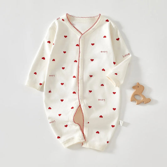 Newborn Baby Clothes Jumpsuit with Love Printed on 100 Cotton Boneless