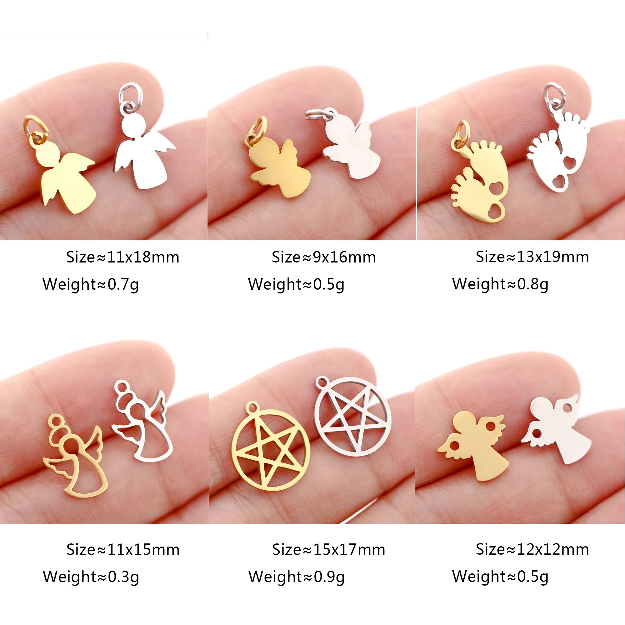 5pcs/Lot Stainless Steel Pendant Cute Baby Foot /Virgin Mary/Maternal